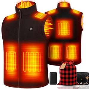 KUOFENV Heated Vest Women Men with 20000mAh Power Bank, Fleece Heating Vests for Cycling, Camping, Hiking & Hunting.XL