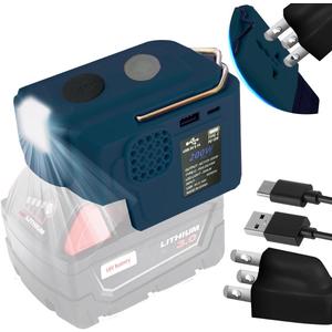 200W Power Inverter Compatible with Makita 18V Batterys, DC 18V to AC 110-120V Battery Inverter, Charger Adapter Battery Powered Outlet with 2 USB Ports & 1 Type-C & 1 AC Outlet