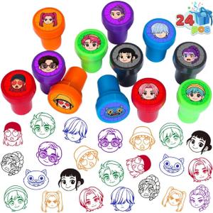 24Pcs Demon Hunters Themed Stampers, Kpop Birthday Party Supplies, Goody Bag Treat Bag Stuff for Demon Hunters Birthday Party Gifts
