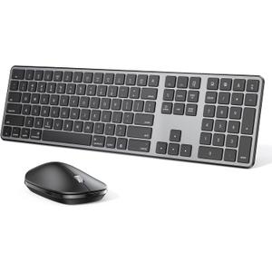 Bluetooth Keyboard and Mouse for Mac, OMOTON Wireless Multi-Device Keyboard with Numeric Keypad, Keyboard and Mouse Combo, for MacBook Pro/Air, iMac, iMac Pro, Mac Mini, Mac Pro (Three zone keyboard, BlackGrey)
