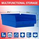 Akro-Mils 30150 Plastic Shelf Bins, Heavy Duty Storage Bins for Garage, Closet, and Drawer Organization, 12" x 8" x 4", Blue, 12-Pack