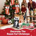 2 x 20 Inch Football Christmas Stocking-Sports Theme Hanging Stocking with Player Silhouette, Large Fireplace Decor for Family Holiday Party Supplies