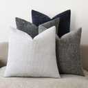 18x18 Chenille Throw Pillow Covers, Pack of 4, Neutral Navy/Grey Series