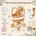 Vintage Wicker Baby Carriage Basket Set for Baby Shower, Wedding Party