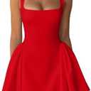 XXTAXN Women's Sexy Square Neck Tank Sleeveless Corset Club Night Ruffle A Line Mini Dress Size M