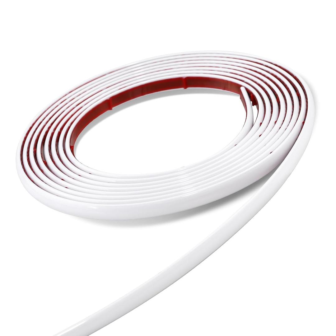 Yun-aeon 32Ft White Peel and Stick Trim Waterproof Molding Trim Flexible Self-Adhesive Crafts Strip for Walls Cabinet Mirror Tile Floor Window Frames