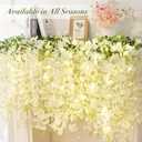 Waipfaru 40 Pack White Wisteria Hanging Flowers, Fake Flowers for Decoration, Artificial Hanging Flowers, Vines for Bedroom, Flower Garland for Home, Party, Wall, Wedding Decoration(3.6 Ft/Pcs)