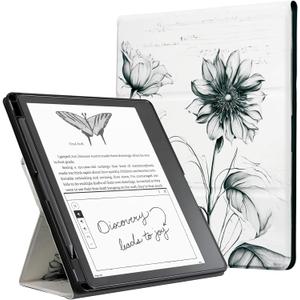 CoBak Stand Case for Kindle Scribe - Premium Folio Leather Cover with Pen Holder, Auto Sleep/Wake - Compatible with 10.2 Inch Kindle Scribe (2022/2024 Release) (Sketch Sunflower)