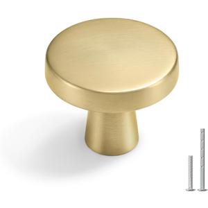 Goldenwarm 20Pack Brushed Gold Drawer Knobs for Cabinets, Gold Dresser Brushed Brass Knobs, Round Gold Hardware for Dresser Drawers