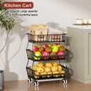 Miyawell Fruit Vegetable Storage Basket for Kitchen - 6 Tier Stackable Metal Wire Baskets Cart with Rolling Wheels Utility Fruits Rack Produce Snack Organizer Bins for Pantry Bathroom Laundry Bronze