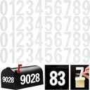 Reflective Mailbox Number for Outside, 4 Inch 4 Sets Vinyl Waterproof White Mailbox Numbers Stickers, Strong Self-adhesive House Adress Numbers for Mailbox Door Signs Trucks (Number 0-9)