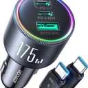JOYROOM 175W Super Fast Car Charger USB C, 3-Port PD100W+45W+USB30W Type C Car Phone Charger with USBC Cable, Fast Charging Adapter for iPhone 17/16/15 Pro Max, Samsung Galaxy S25 S24, iPad, Laptop