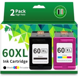 TEINO Remanufactured Ink Cartridge Replacement for HP 60 XL 60XL for PhotoSmart C4780 C4795 C4680 C4650 D110 D110a DeskJet F4480 F4280 F4580 D2530 D2545 Envy 100 Printer (Black, Tri-Color, 2-Pack)