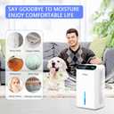 Dehumidifiers for Home (85 OZ Water Tank, 800 sq.ft) Quiet Small Dehumidifier for Basement Bedroom Bathroom with Drain Hose, 3 Gear Timer, Sleep Mode, Auto Shut Off, 7 Color Ambient Light