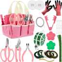 207 Pcs Flower Arrangement Supplies Florist Garden Tool Gift Kit for Women Mother's Day Include Pink Tool Bag Thorn Remover Rose Stripper Outdoor Hand Tools Stem Pruning Shear Gloves Stem Wire Etc