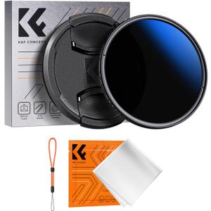 K&F CONCEPT 43mm Variable ND Camera Lens Filter ND2-ND400 (1-9 Stops) + Filter Cap + Cleaning Cloth 18 Multi-Layer Coatings Adjustable Neutral Density Ultra Slim Lens Filter (K-Series)