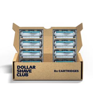 Dollar Shave Club, 4 Blade Razor Refills (8 Pack), Swift Rinse Blades for Longer and Thicker Hair (8 Count (Pack of 1))