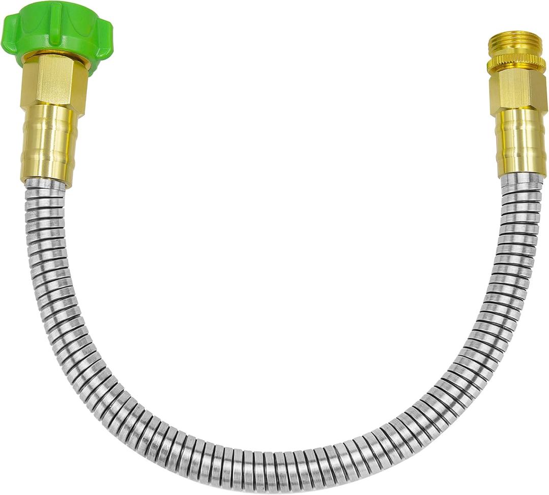 YANWOO 304 Stainless Steel 2ft Short Garden Hose with Female to Male Metal Connector, Flexible & Lightweight Water Hose (2ft)