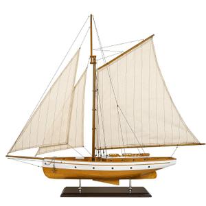 SAILINGSTORY Wooden Sailboat Model Ship, 37", Natural | 1930's Classic Yacht, Sailing Boat Decor