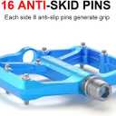 Road/Mountain Bike Pedals - 3 Bearings Bicycle Pedals - 9/16 CNC Machined Flat Pedals with Removable Anti-Skid Nails