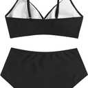 ZAFUL Women High Waisted Bikini Sets Two Piece Swimsuit Push Up Twist Front Ruched Bathing Suit (Black, XXL)