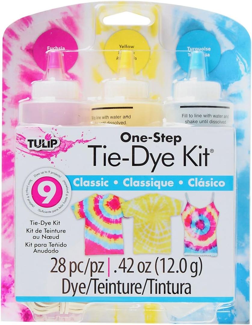 Tulip One-Step Tie-Dye 3 Color Kit, Easy Techniques, Vibrant & Permanent Fabric Designs Tie Dye, Classic Colors: Fuchsia, Yellow Turquoise