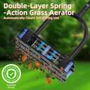 Aerator Lawn Tool - 2-in-1 Reinforced Heavy Duty Manual Lawn Aerator with 15 Spikes, Automatic Dirt and Leaf Clean Design, Adjustable T-Handle (Black)