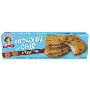 Little Debbie Chocolate Chip Creme Pies, 8 Individually Wrapped Sandwich Cookies, 10.63 OZ Box (EXP 07/19/26)
