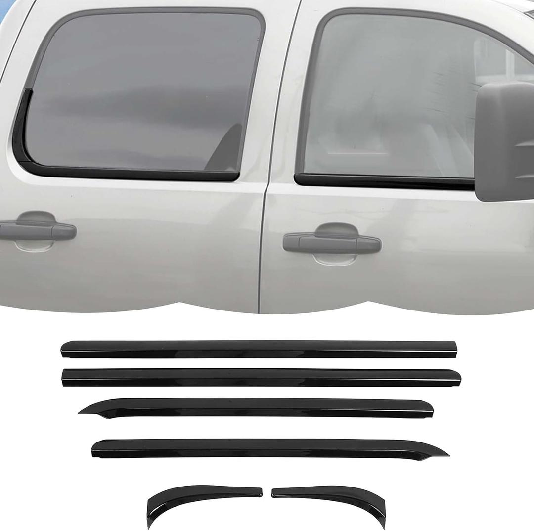 RT-TCZ Window Trim Strip Cover Window Molding Trim Cover Decoration Exterior Accessories for Chevy Avalanche/Suburban/Tahoe/Silverado 2007-2013,for GMC Yukon/Sierra 2007-2013 (Black)