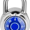 Combination Padlock 1 Pack, Fixed Dial Combination Padlock with Different Combinations, 2 in. Wide. Blue Turntable, Lock for Gym & Locker, School, Toolbox, and More