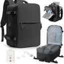 WONHOX Vacuum Seal Travel Backpack with Air Pump Compression Vacpack Waterproof Carry On Backpack for Travel Women men with Vacuum System Laptop Airlines Approved Daypack Space Saver Bags Black