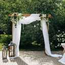 White Wedding Arch Draping Fabric, 63" x 32Ft Wedding Arch Drapes Tulle Fabric Drapery Sheer Backdrop Curtains for Wedding Ceremony Arch Stage Party Ceiling Dcor