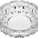 Deli Green Apple Crystal Heavy Glass Ashtray for Indoor and Outdoor Decorative (Round)