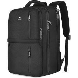 MATEIN Travel Laptop Backpack, Flight Approved Carry on Backpack Shoe Compartment, Large Personal Item Bag Fits 15.6 inch Laptop, Water Resistant Luggage Overnight Weekender Bag, Black