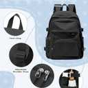 Black Lightweight Backpack for College & High School Backpack With Lots of Pockets Cute School Bag for Girls Boys, Large Capacity Bookbag for Women Men, Waterproof Teens Casual Daypack Backpack