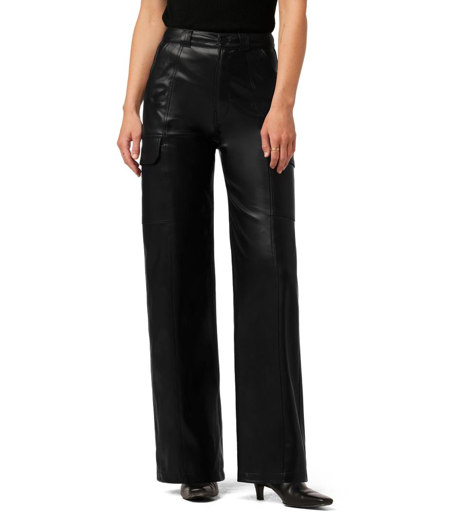 High Rise Wide Leg Cargo Jean Black