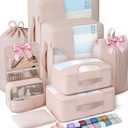 Veken 8 Set Packing Cubes for Travel, Birthday Gifts for Women Mom Her, Cruise Ship Essentials Accessories for Beach Vacation, Suitcase Organizer Bags for Luggage with Hanging Toiletry & Shoe Bag (Dutch Cream)