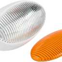 Lumitronics RV 12V LED Oval Porch Utility Light, Clear & Amber Lenses for Motorhomes, Campers, Trailers, 5th Wheels (White) (No Switch - LED)