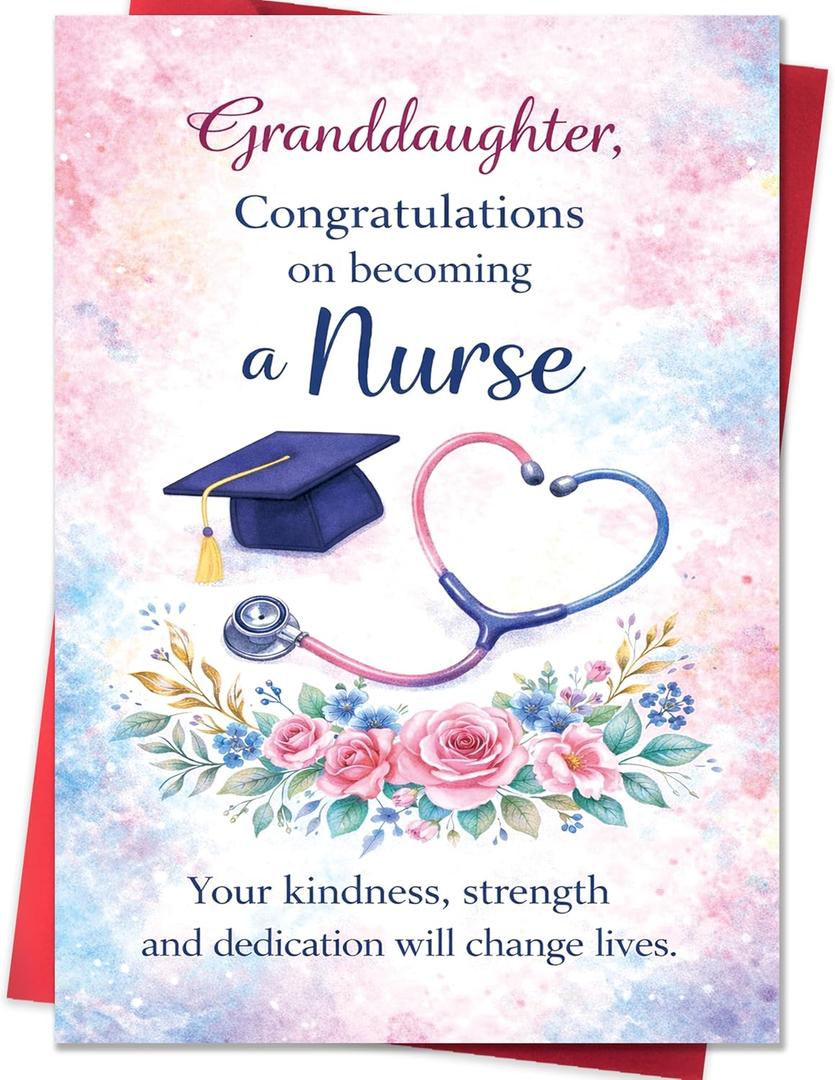 5 x IDU Nurse Graduation Card for Granddaughter, 8 x 5.3 inches / 20.5 x 13.5 cm
