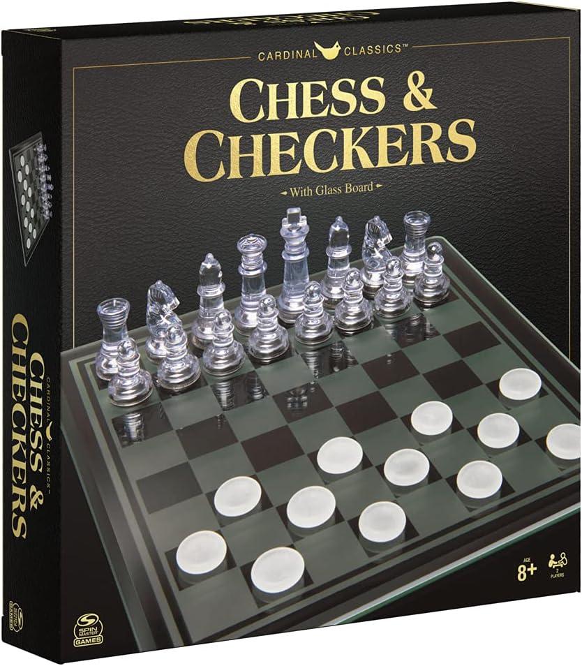 Chess & Checkers Set with Glass Board Chess & Checkers Set with Glass Board