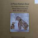Lighted Rattan Polar Bear Family 2PCS - Large All-Weather Light Up Outdoor Christmas Décor for Front Yard and Lawn with 140 LED Lights, Zip Ties, Extension Cord, and Ground Stakes