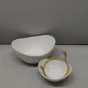 YHOSSEUN Chip and Dip Serving Set 2 Tiered Chip Dip Bowls with Metal Rack for Appetizer, Snacks - Large Chip Bowl 45 oz Small Dip Bowl 7 oz-Serving Bowls for Party, Food Dispaly - Gold Stand