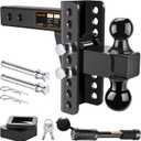 Adjustable Trailer Hitch -Drop Hitch-Tow Hitch with 2 inch Receiver-6inch Drop/Rise, 2" & 2-5/16" Ball Hitches for Trucks, 20,000 LBS GTW, Trailer Hitches with Anti-Theft Pin, Black