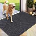 PLEASOR Front Door Mat, Absorbent Dirt Trapper Welcome Door mat Indoor, Non Slip Machine Washable Entryway Rug, Low Profile Doormat, Dog Door Mat for Muddy Paws and Shoes, 20x32, Grey (2'8" x 1'8" (Rectangular))