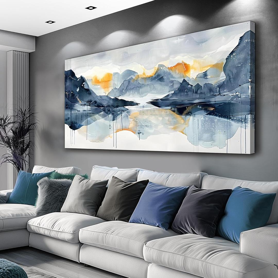 FUHAIHUA Canvas Wall Art For Living Room Framed Home Decorations For Bedroom Aesthetic Office Wall Decor Abstract Pictures Artwork Watercolor Ink Painting Contemporary 20x40 In