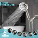 JDO Shower Head with Handheld, High Pressure Handheld Shower Head 6 Settings, Detachable Set with Stainless Steel Hose and Shower Bracket (Brushed Nickel)