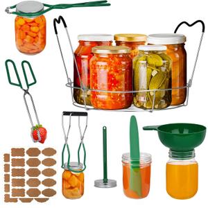 Canning Kits, Canning Supplies Boxed Set, Stainless Steel Set, Jar Lifter, Folding Rack, Tongs, Complete Multifunctional Canning Tools, Canning kit includes wide mouth funnel for jars (7pcs)