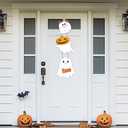 2 x Halloween Door Decorations Halloween Wreath Cute Ghost Decor Boo Sign Wooden Front Door Hanger Ghost Hanging Sign Wreath for Wall Indoor Home Decor