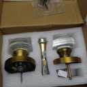 2 Pack Antique Brass Dummy Door Knob Crystal Glass Dummy Door Knobs Interior, Round Vintage Dummy Door Handle Interior for Hall Pantry Closet Door Knobs