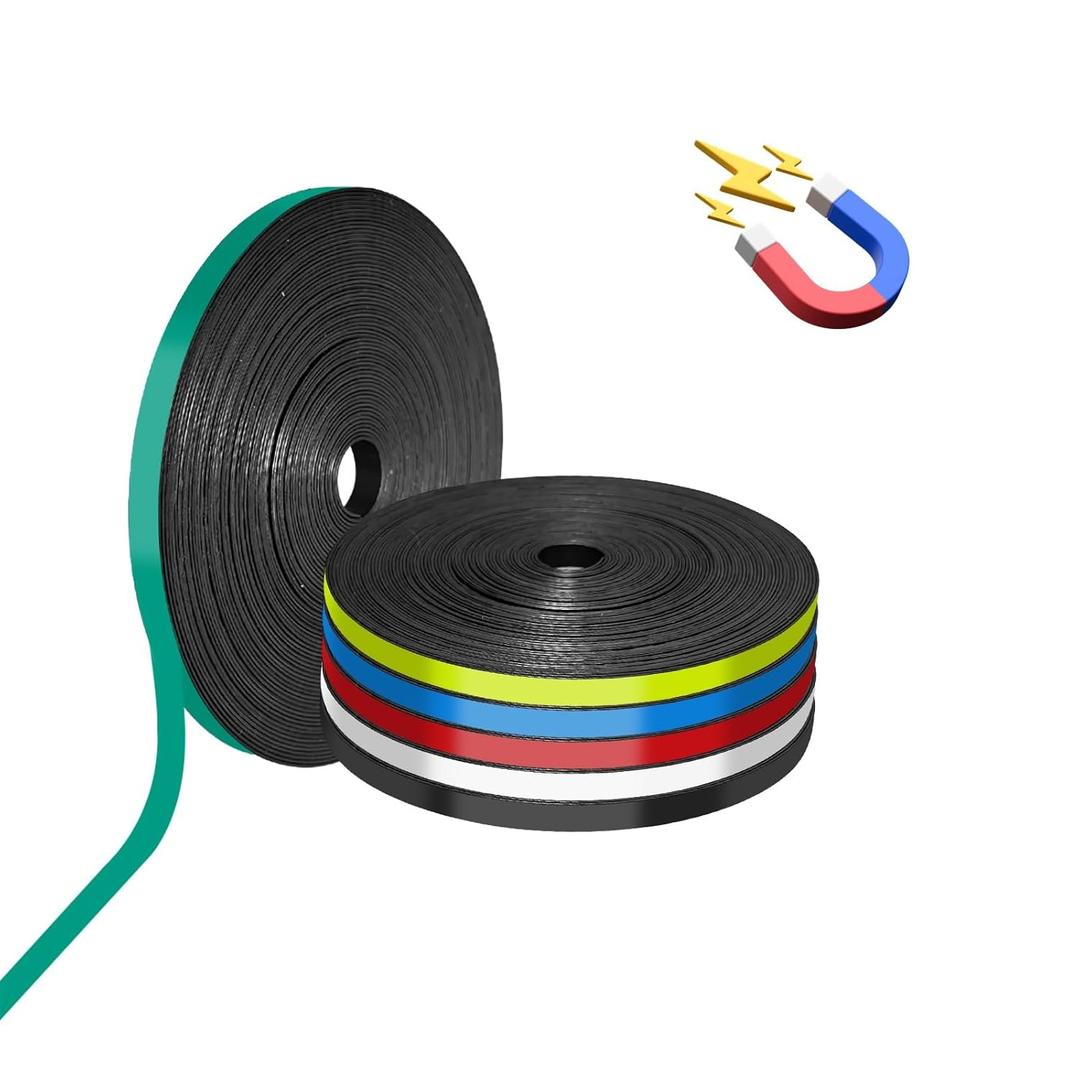 Magnetic Tape for Whiteboard in Classsroom&Office,Fine Line Gridding Tape 1/5",Teacher Supplies.Black/White/Red/Yellow/Blue/Green,Each 40 yd Per Roll(Total 240 Yards/720 Feet For Large Board)